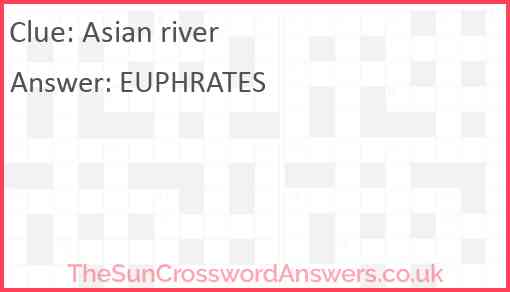 Asian river Answer