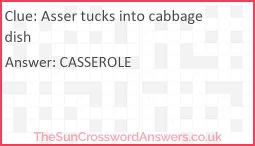 Asser tucks into cabbage dish Answer
