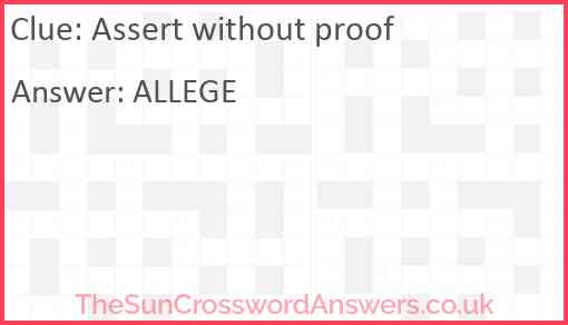 Assert without proof Answer