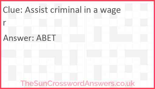 Assist criminal in a wager Answer