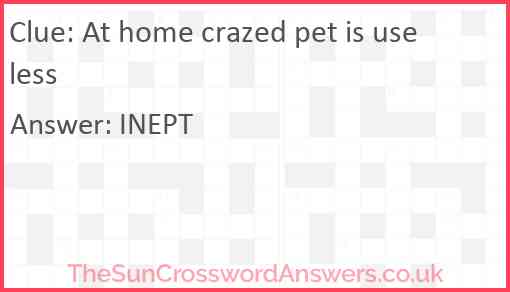 At home crazed pet is useless Answer