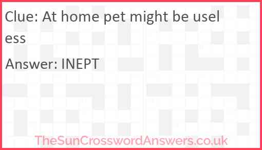 At home pet might be useless Answer