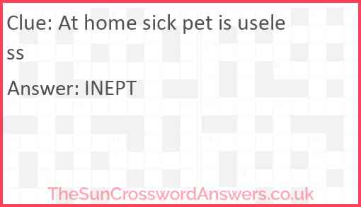 At home sick pet is useless Answer