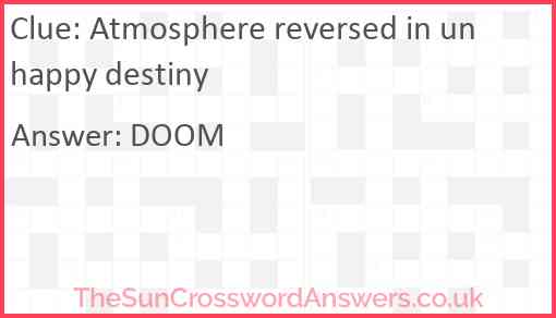Atmosphere reversed in unhappy destiny Answer