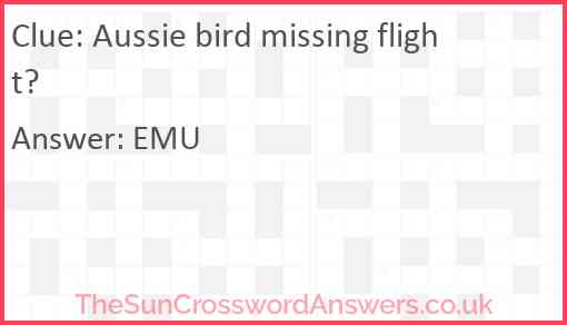 Aussie bird missing flight? Answer