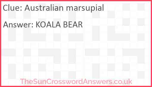 Australian marsupial crossword clue TheSunCrosswordAnswers co uk