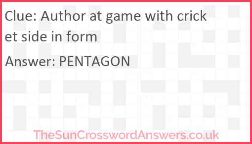 Author at game with cricket side in form Answer