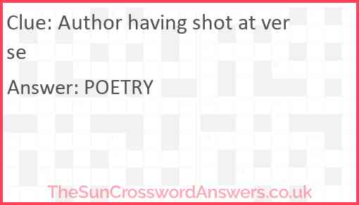 Author having shot at verse Answer