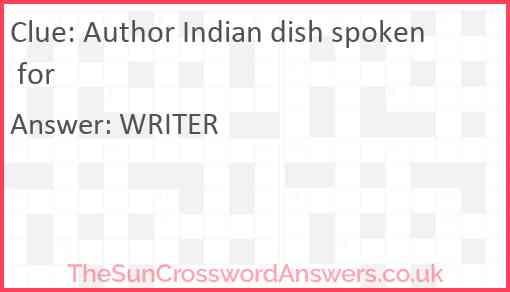 Author Indian dish spoken for Answer