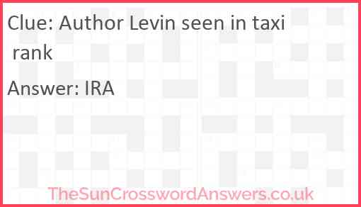 Author Levin seen in taxi rank Answer