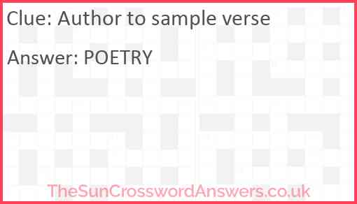 Author to sample verse Answer