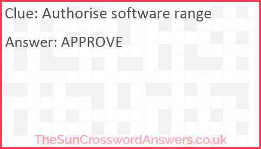 Authorise software range Answer