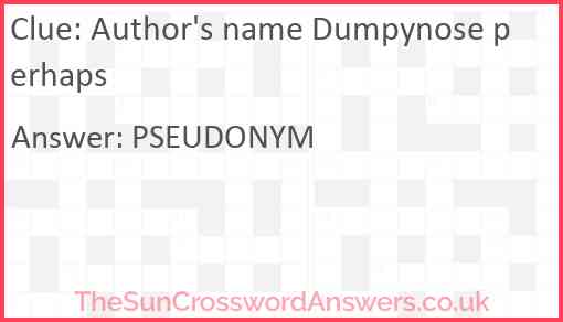 Author's name Dumpynose perhaps Answer