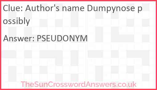 Author's name Dumpynose possibly Answer