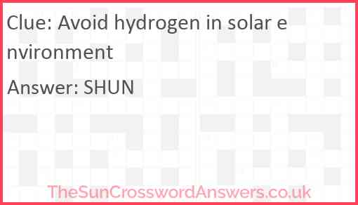 Avoid hydrogen in solar environment Answer