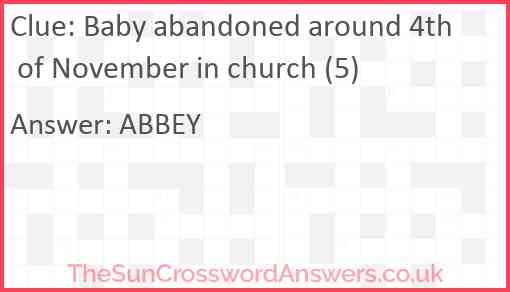 Baby abandoned around 4th of November in church (5) Answer