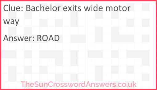 Bachelor exits wide motorway Answer