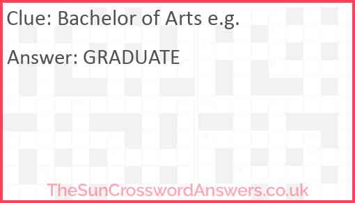 Bachelor of Arts e.g. Answer