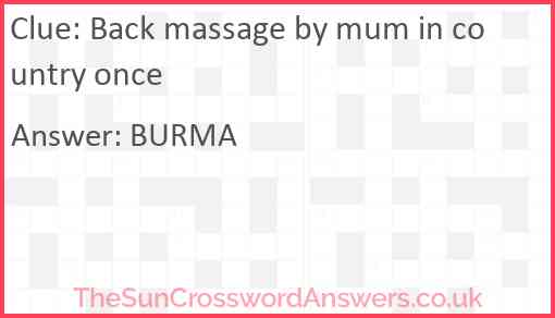 Back massage by mum in country once Answer