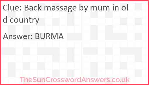 Back massage by mum in old country Answer