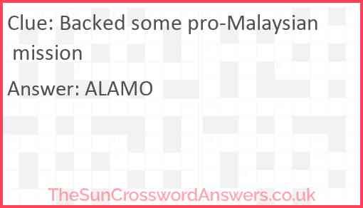 Backed some pro-Malaysian mission Answer