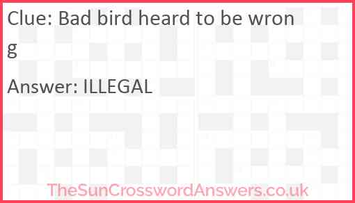 Bad bird heard to be wrong Answer
