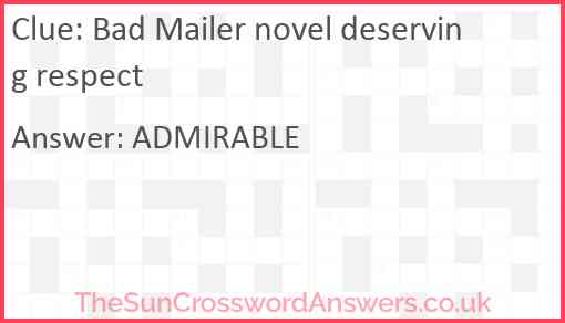 Bad Mailer novel deserving respect Answer