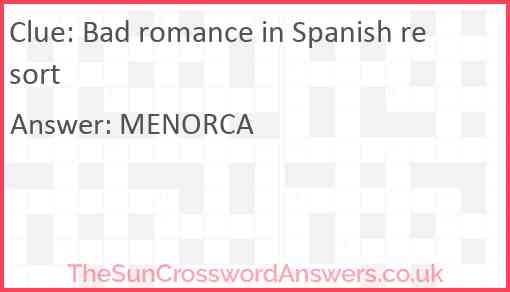 Bad romance in Spanish resort Answer