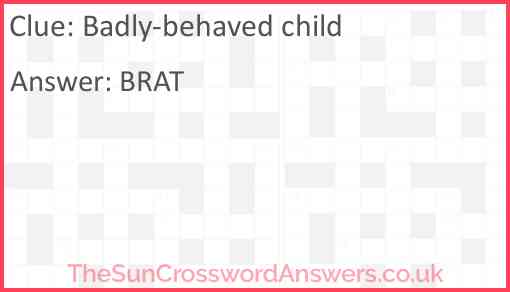 Badly-behaved child Answer