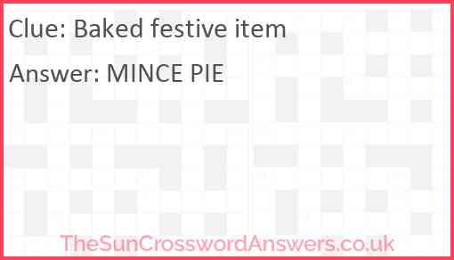 Baked festive item Answer