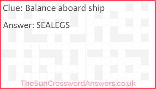 Balance aboard ship crossword clue TheSunCrosswordAnswers co uk