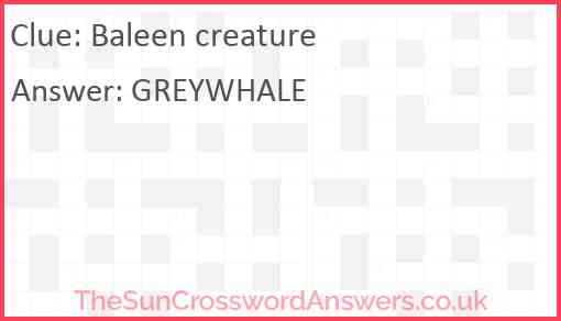Baleen creature Answer