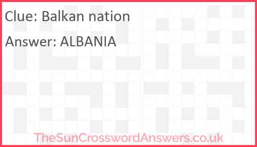 Balkan nation Answer