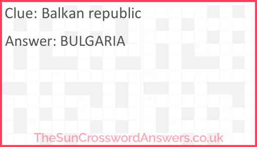 Balkan republic Answer