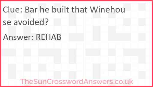 Bar he built that Winehouse avoided? Answer