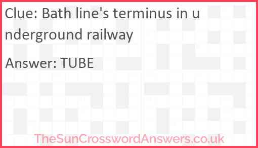 Bath line's terminus in underground railway Answer