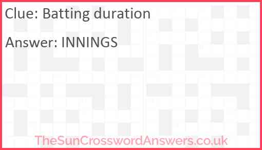 Batting duration Answer