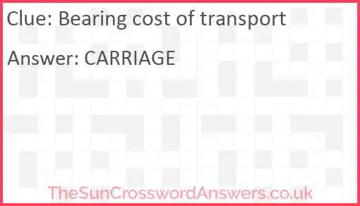 Bearing cost of transport Answer