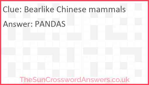Bearlike Chinese mammals Answer