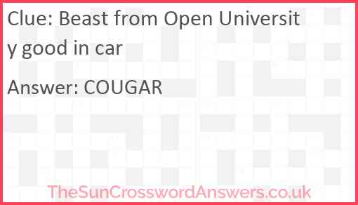Beast from Open University good in car Answer