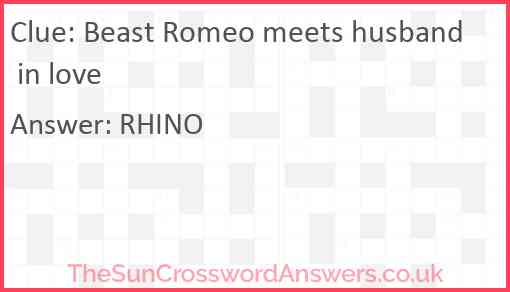 Beast Romeo meets husband in love Answer