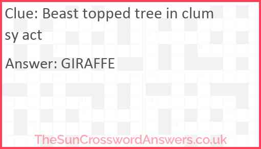 Beast topped tree in clumsy act Answer