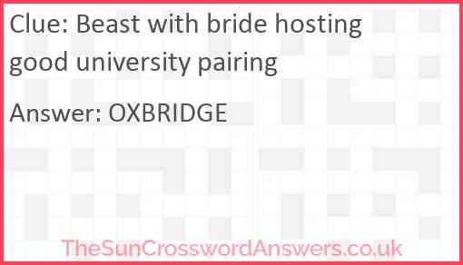 Beast with bride hosting good university pairing Answer