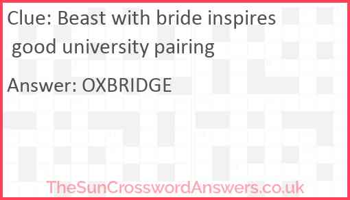 Beast with bride inspires good university pairing Answer