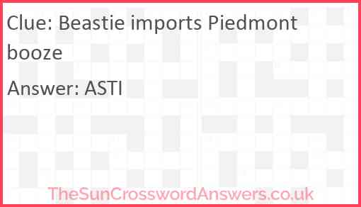 Beastie imports Piedmont booze Answer