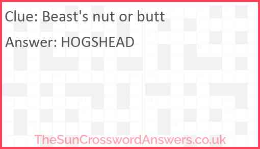 Beast's nut or butt Answer