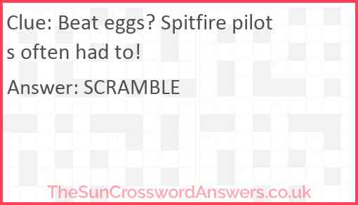 Beat eggs? Spitfire pilots often had to! Answer