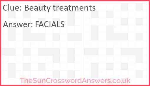 Beauty treatments Answer