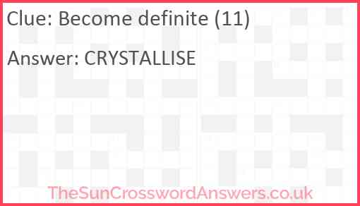 Become definite (11) Answer