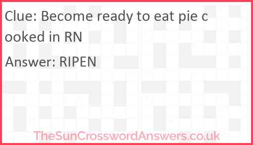 Become ready to eat pie cooked in RN Answer